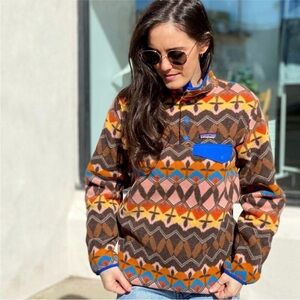 Patagonia Synchilla Snap-T Fleece Pullover Companions Big Anthos Pink Medium NWT